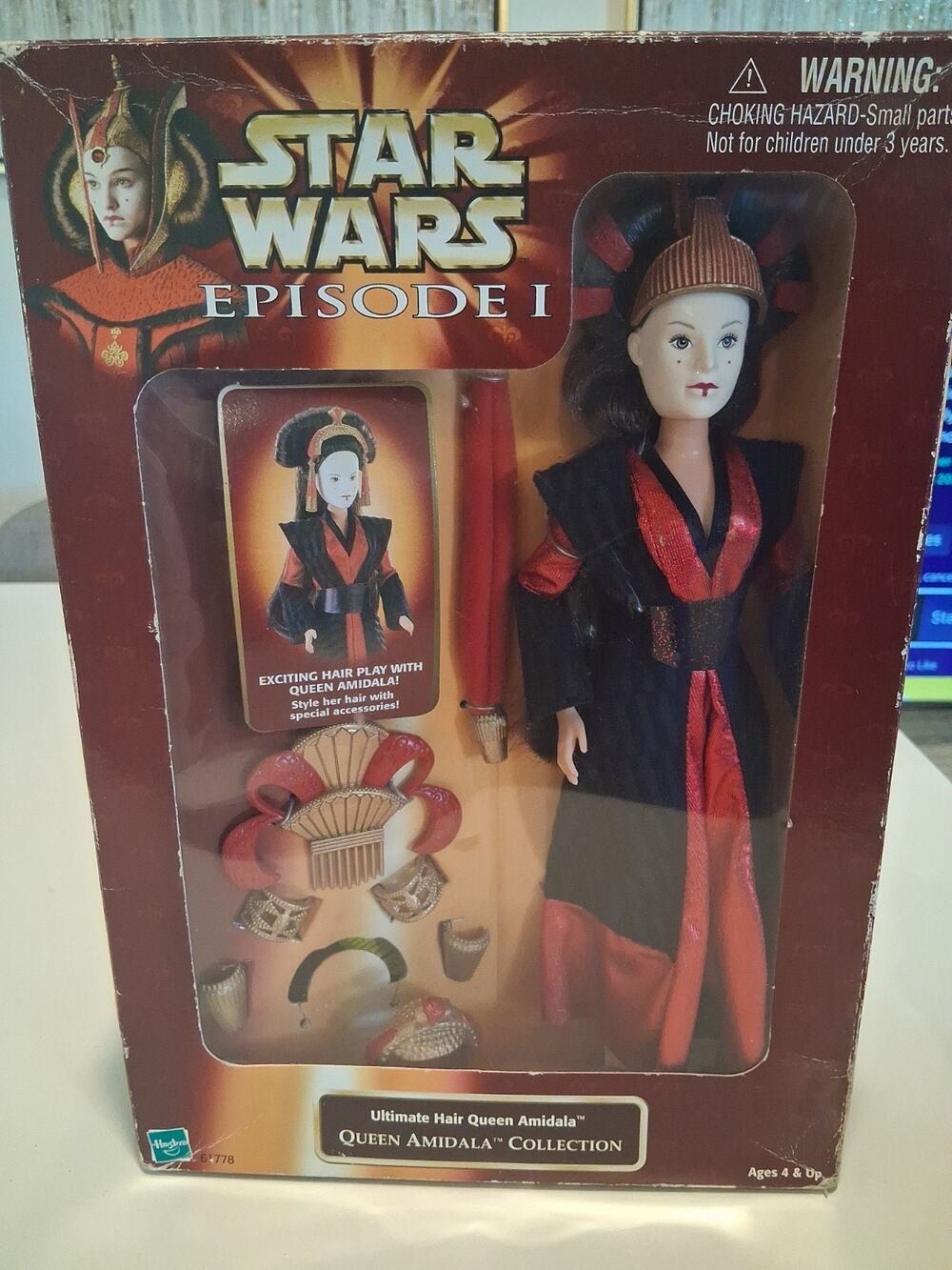 Star Wars Episode 1 Queen Amidala Ultimate Hair w/Accessories Doll NIB Hasbro 98